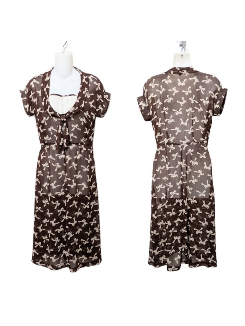 BETTIE PAIGE Bow Me Over Sheer Midi Dress S